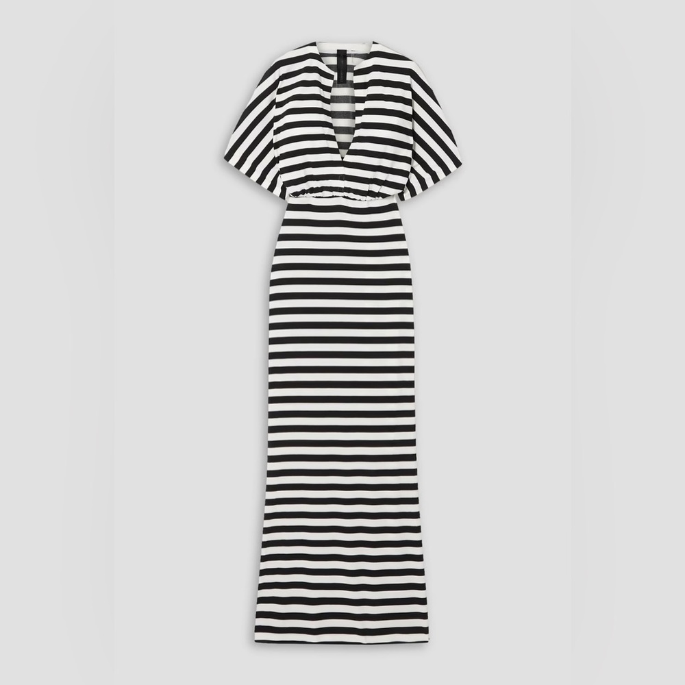 NORMA KAMALI Obie striped stretch-jersey maxi dress SZ M $179 - Picture 3 of 9